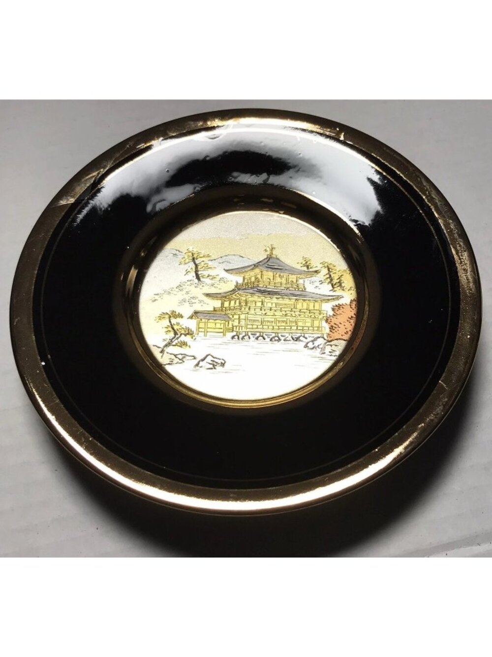 Vintage The Art of Chokin 24kt Gold Edged Kinkaku Plate